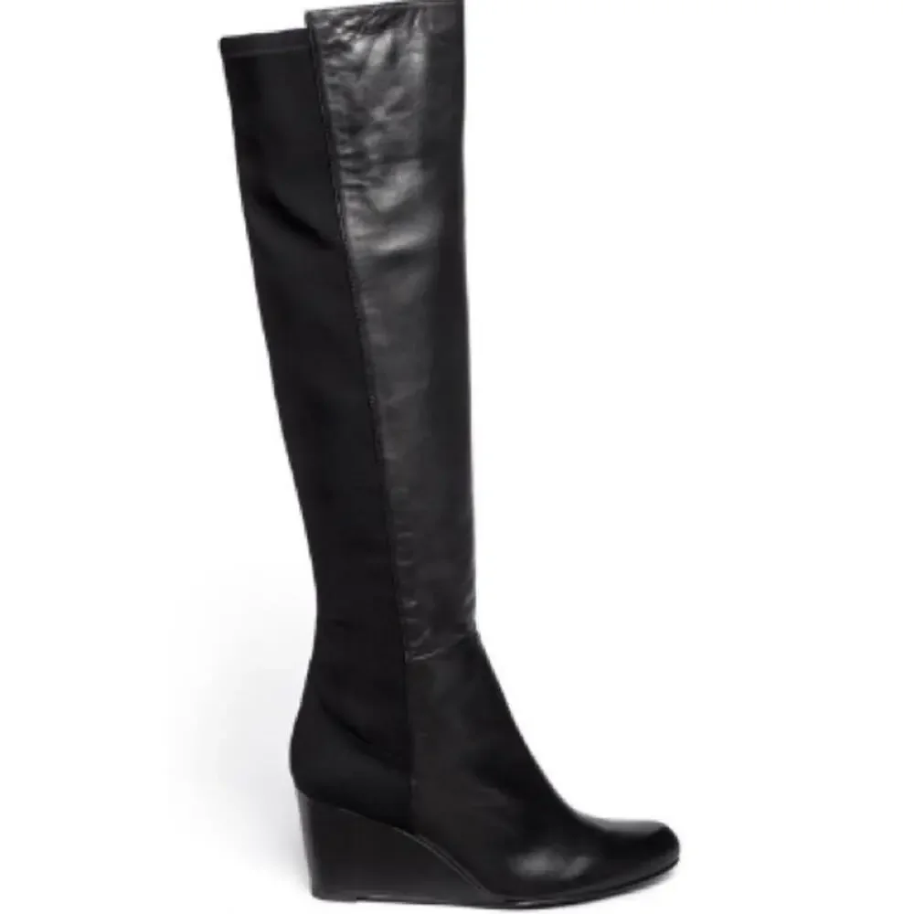 Stuart Weitzman‎ demiwedge 5050 Nappa black leather boots sz 9